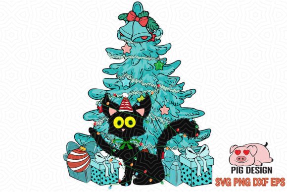Black Cat Christmas Tree Winter SVG Review
