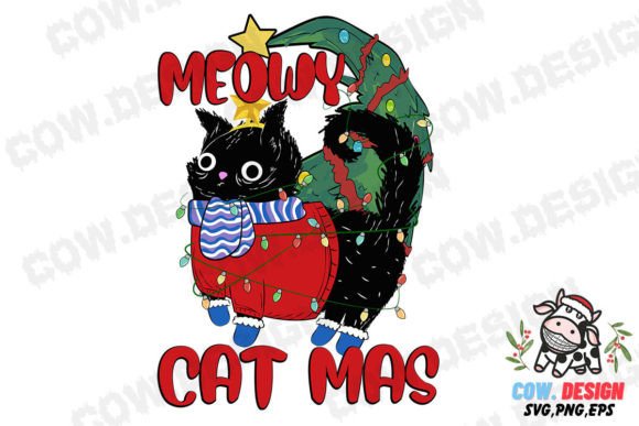 Black Cat Meowy Cat Mas Christmas SVG Review