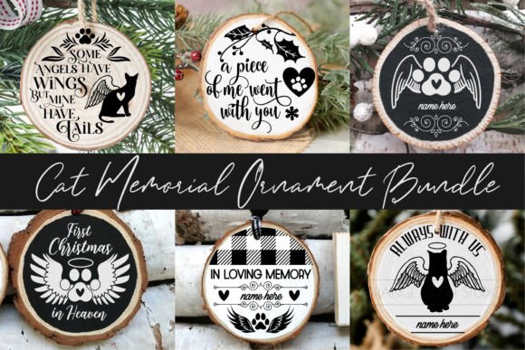 Cat Memorial Round Ornament Bundle