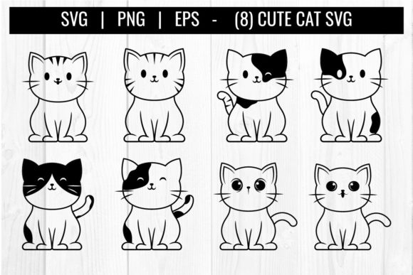 Cute Cat Outline Clipart Svg Bundle Review